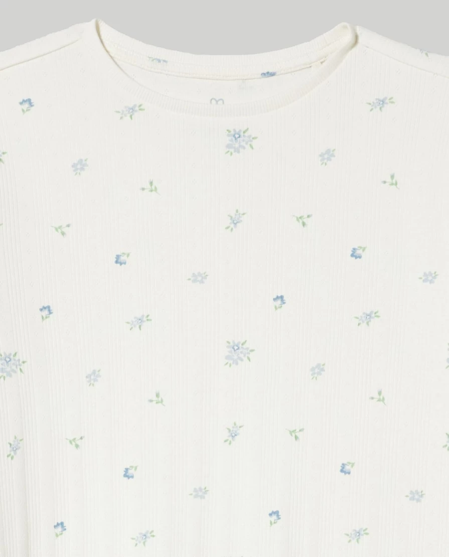 Blukids Girls' Long Pointelle Pure Cotton Pajama Set - Soft Kids Sleepwear