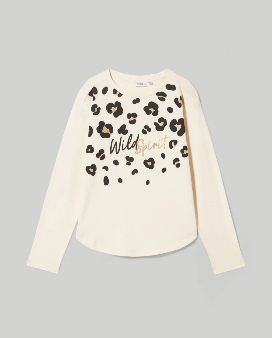 Blukids Youth Long Sleeve Glitter Print T-Shirt for Girls