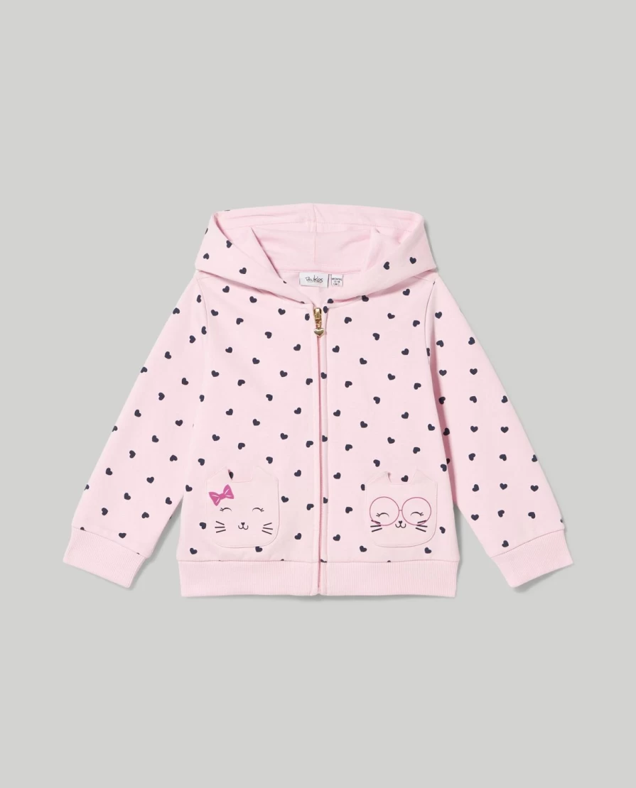 Blukids Newborn Baby Girl's Printed Hooded Sweatshirt - Soft & Cute Pullover