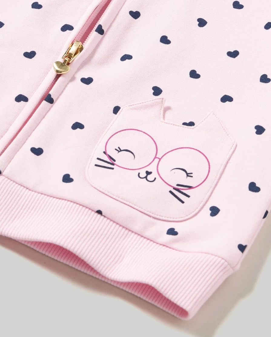 Blukids Newborn Baby Girl's Printed Hooded Sweatshirt - Soft & Cute Pullover