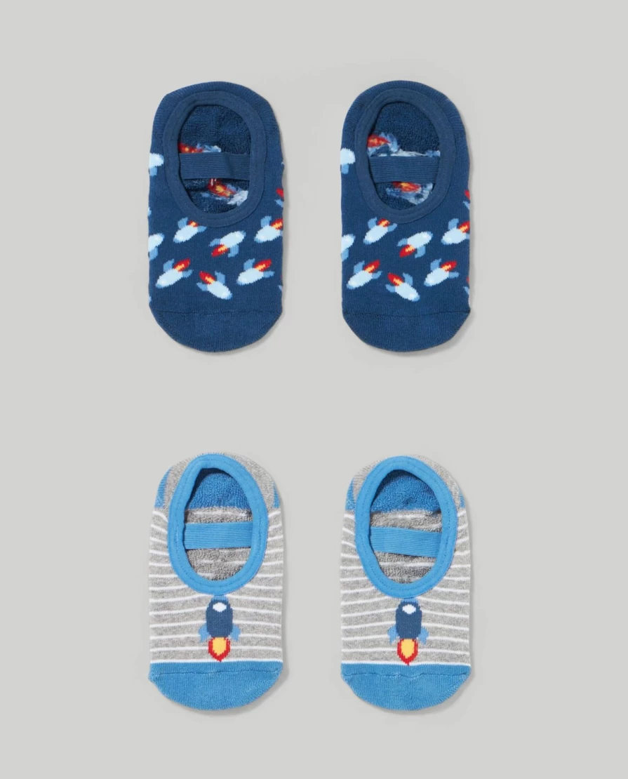 "Blukids Non-Slip Children's Socks - Pack of 2 for Safety & Comfort"