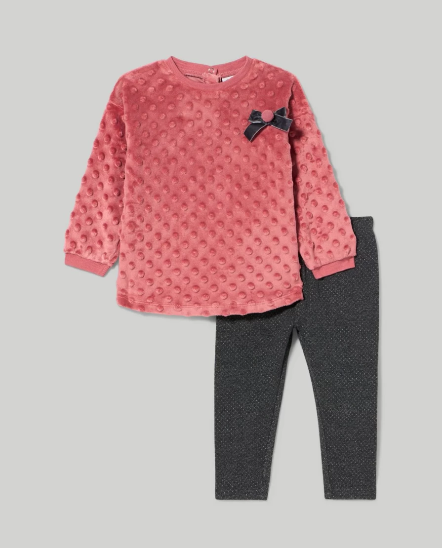 Blukids Newborn Baby Girls Jogging Set - Cozy Fake Fur Top & Comfortable Pants Outfit