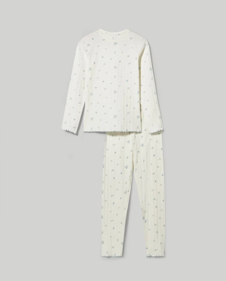 Blukids Youth Pure Cotton Pointelle Long Pajamas for Girls