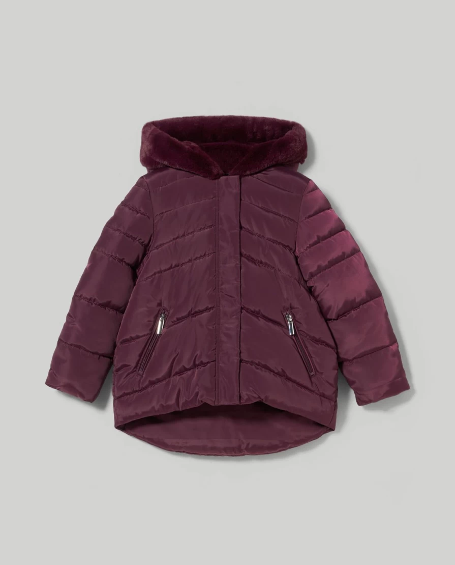 Blukids Girls' Hooded Padded Jacket with Faux Fur Trim - Warm Winter Coat for Children