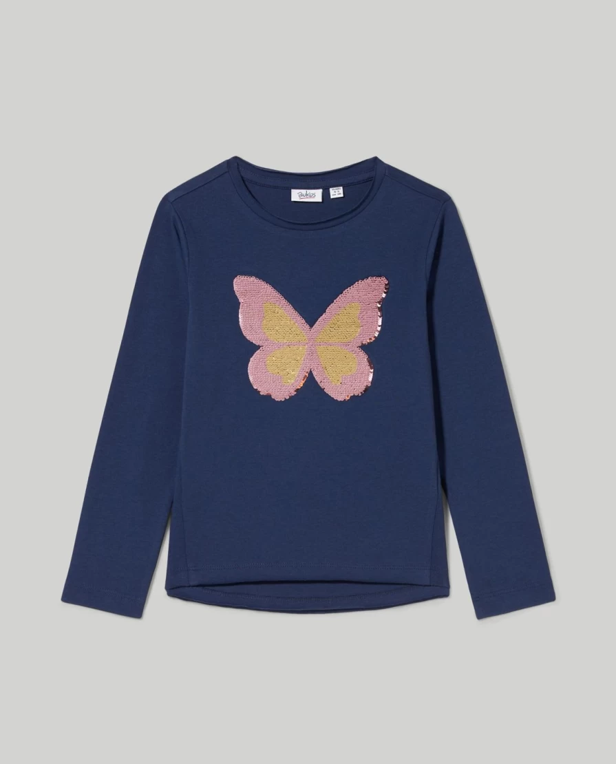 Blukids Girls' Sparkling Sequins Pure Cotton T-Shirt for Children