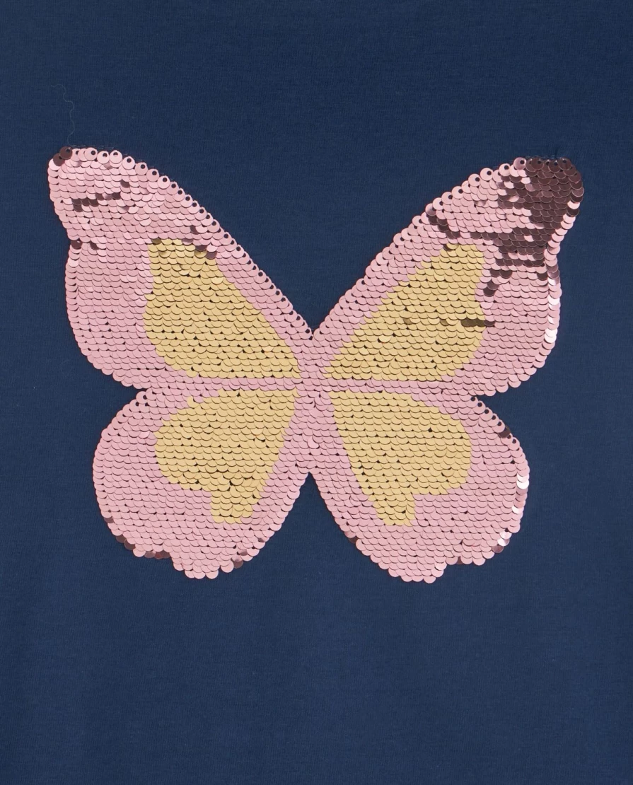 Blukids Girls' Sparkling Sequins Pure Cotton T-Shirt for Children