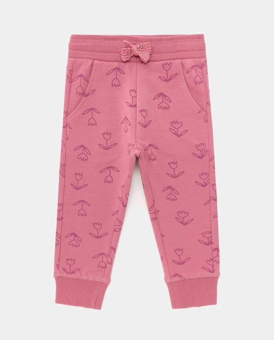 Blukids Newborn Stretch Cotton All Over Print Joggers for Baby Girls