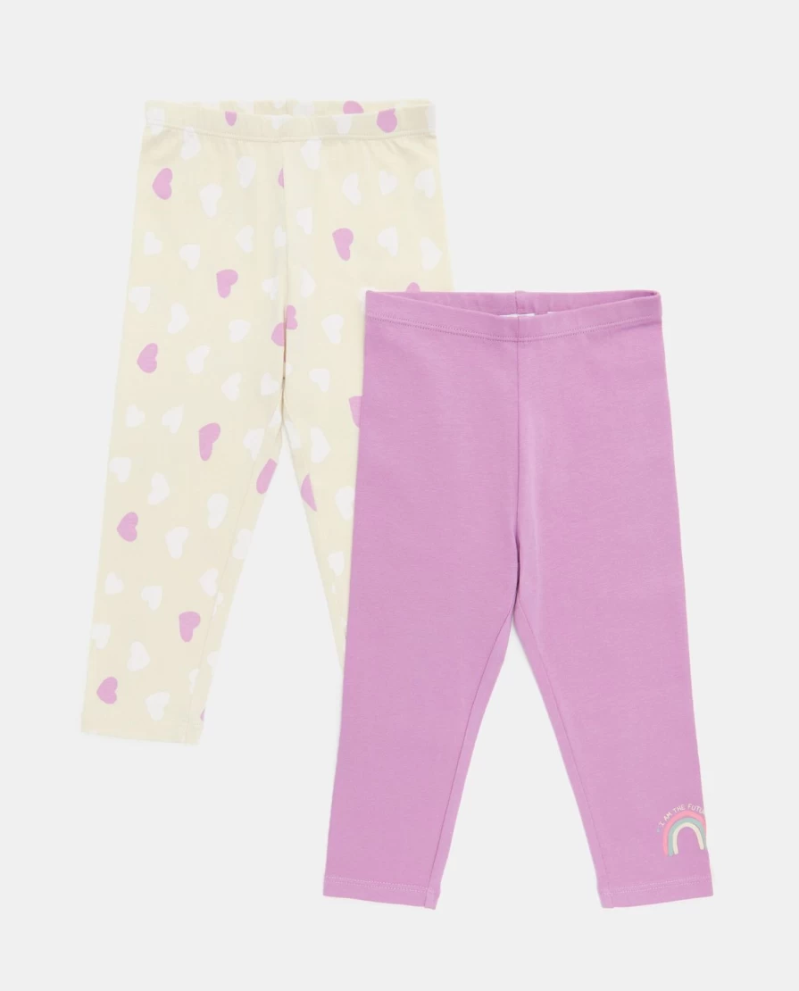 Blukids Newborn Baby Girls 2-Pack Pure Stretch Cotton Leggings