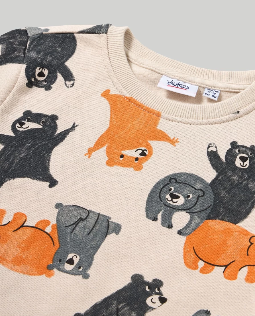 Blukids Newborn Pure Cotton Sweatshirt with Adorable Baby Prints - Soft & Comfortable