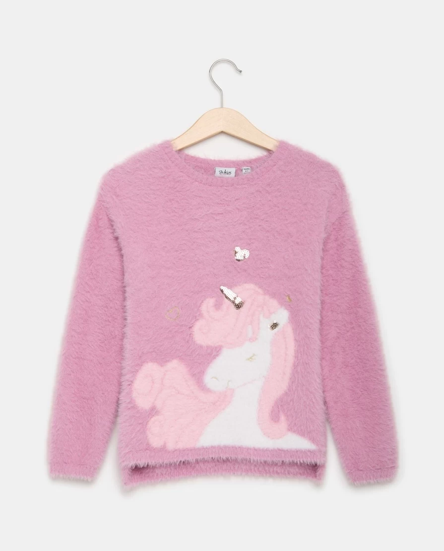 "Blukids Girls' Unicorn Fur Effect Tricot - Soft & Magical Kids' Fabric"