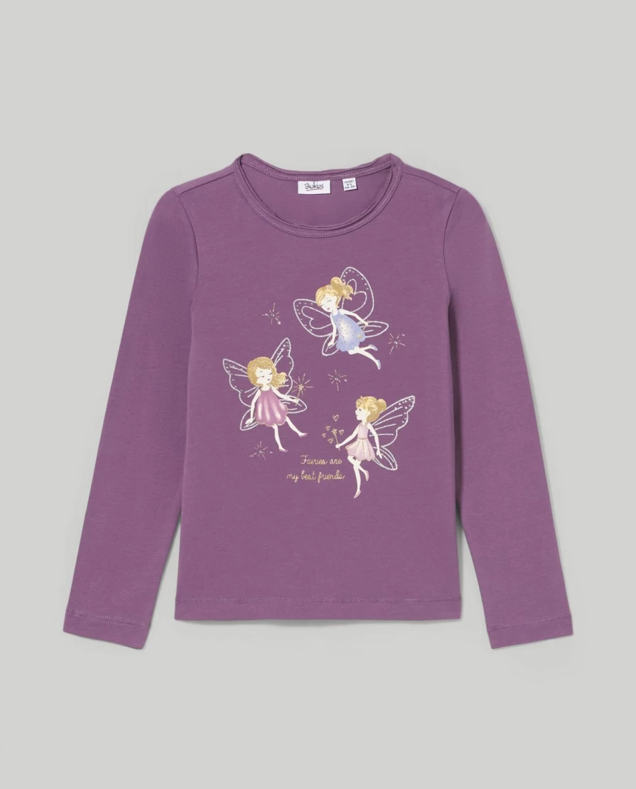 "Blukids Girls' Glitter Print T-Shirt – Sparkly Fun Kids Top"