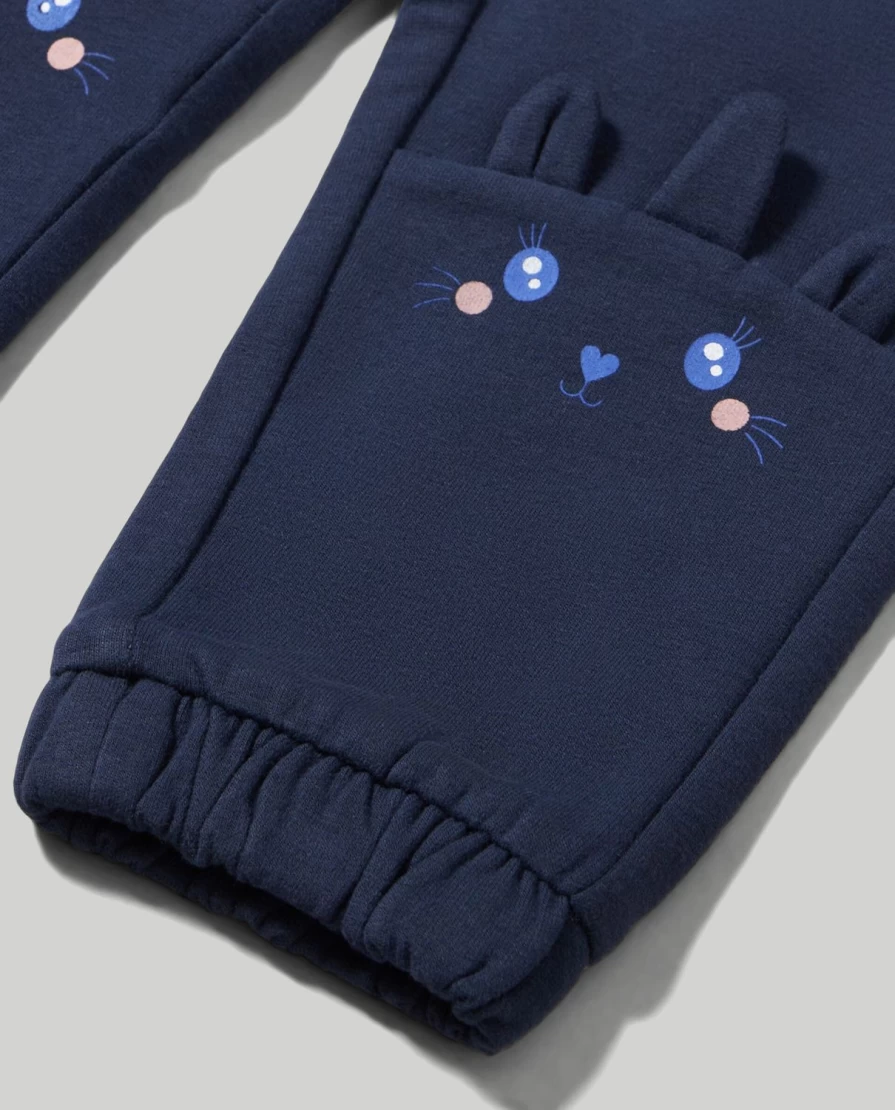 Blukids Newborn Baby Girl Cotton Fleece Jogger Pants - Soft & Warm Winter Joggers
