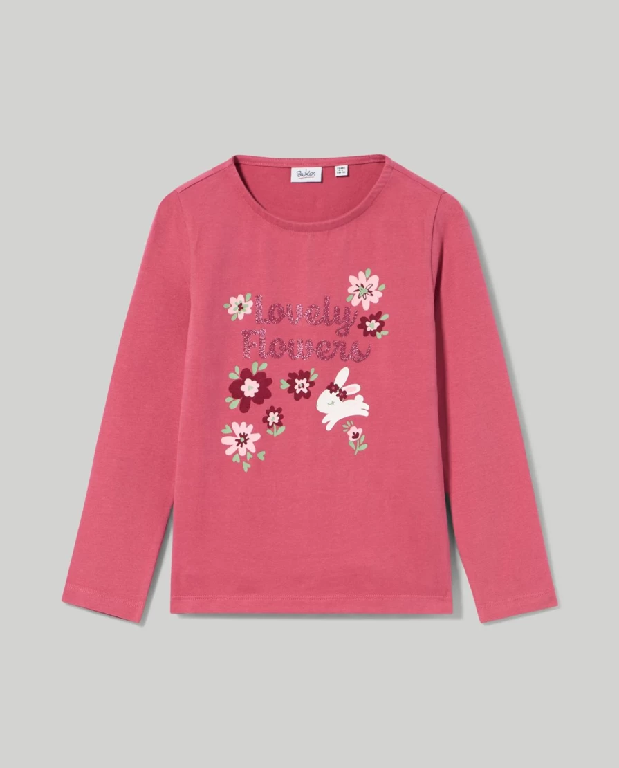 Blukids Girls' Stretch Cotton T-Shirt for Children - Soft Comfortable Kids Tee