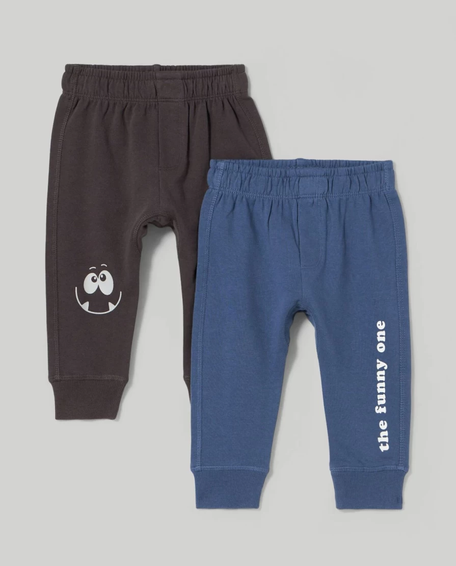 "Blukids Newborn Cotton Fleece Joggers - Pack of 2"