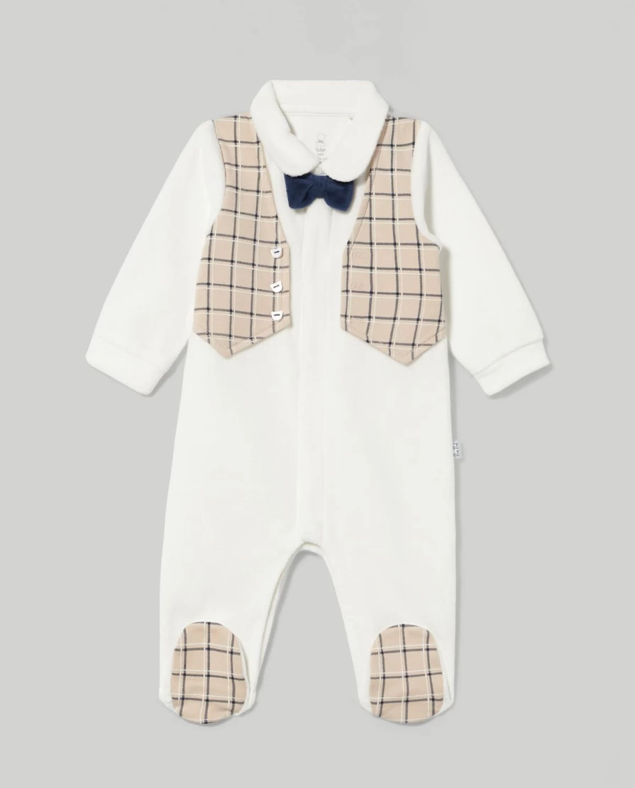 Blukids Newborn Chenille Onesie with Vest - Soft Baby Romper for Boys & Girls