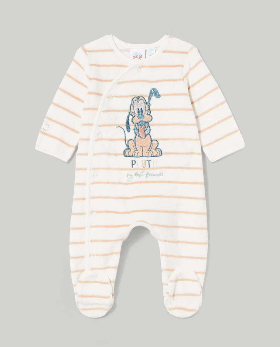 Blukids Striped Chenille Newborn Onesie - Soft Unisex Baby Pajamas for Boys & Girls