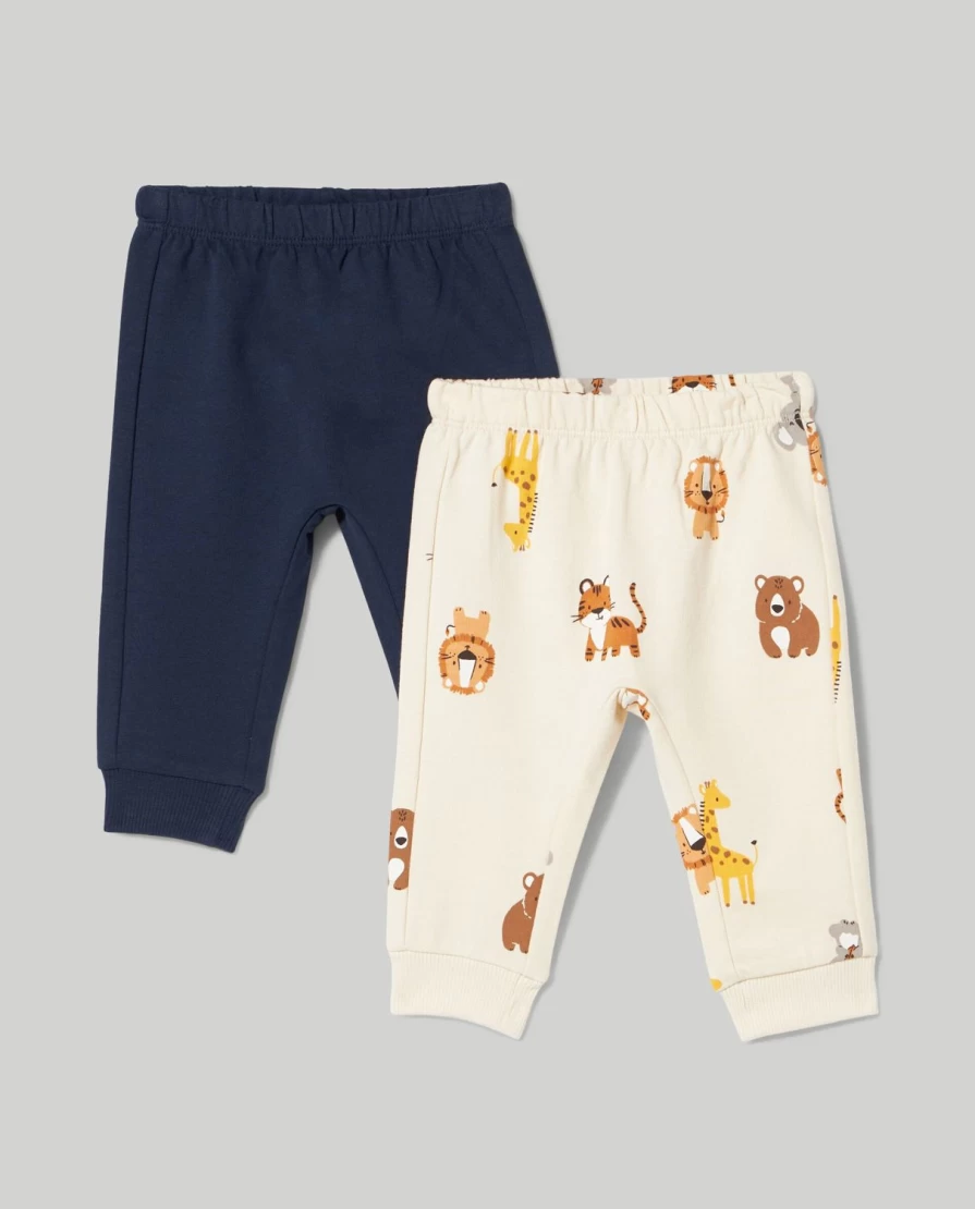 Blukids Newborn Baby Girls French Terry Trousers - Soft & Comfortable 2-Pack