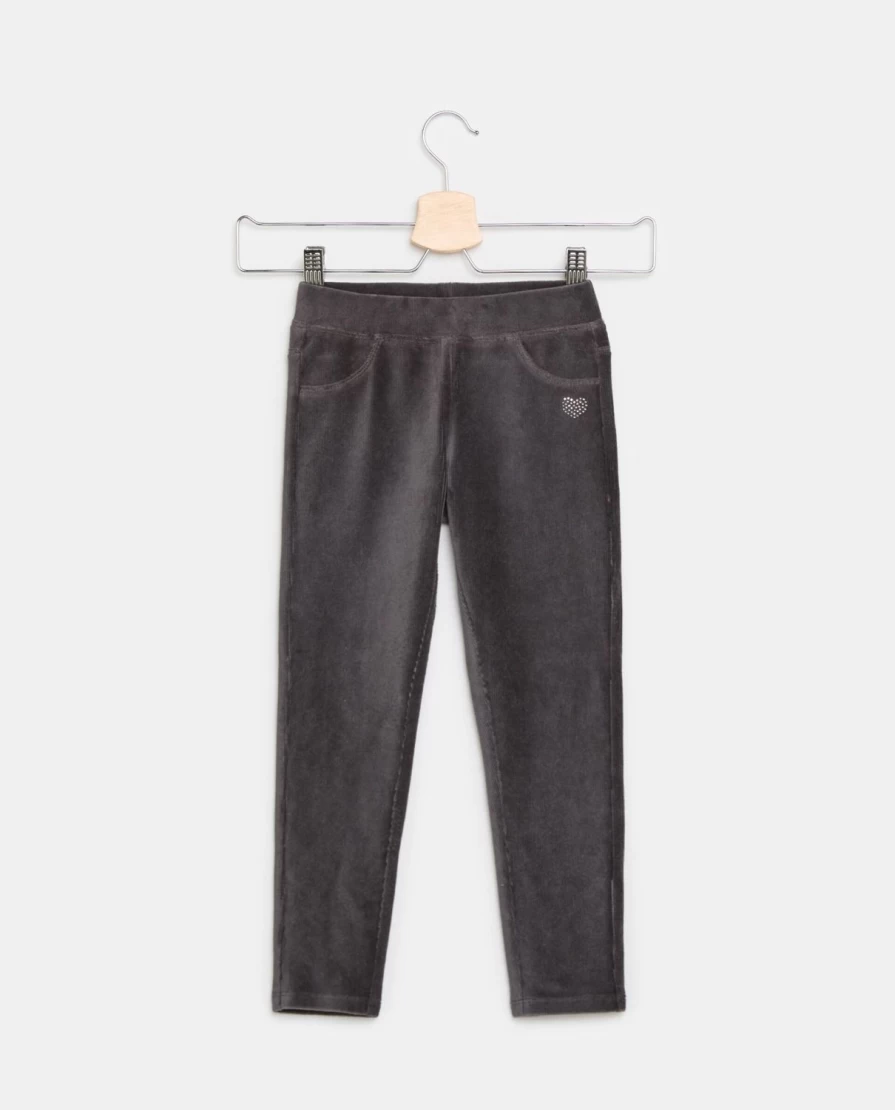 Blukids Girls' Ribbed Velvet Trousers for Children - Soft Stretch Comfort Pants