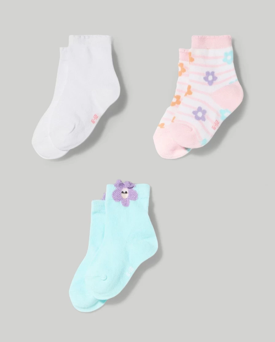 Blukids 3-Pack Soft Cotton Blend Newborn Socks for Baby Girls & Boys - Unisex Birth Gift