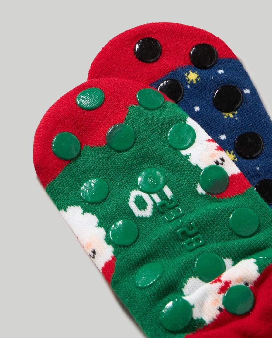 Blukids Pack of 2 Kids' Non-Slip Holiday Socks for Boys and Girls - Christmas Gift Children's Short Socks