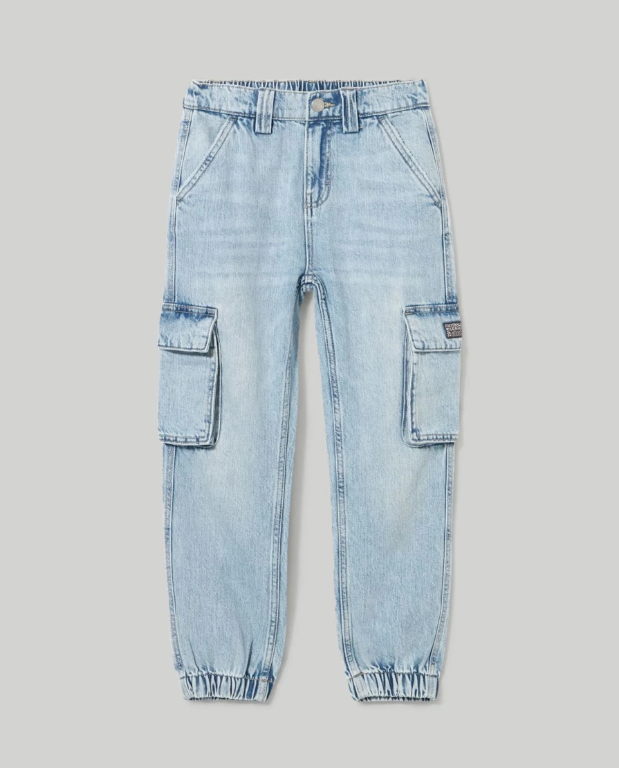 Blukids Youth Pure Cotton Cargo Denim Pants for Boys - Comfortable & Durable Jeans