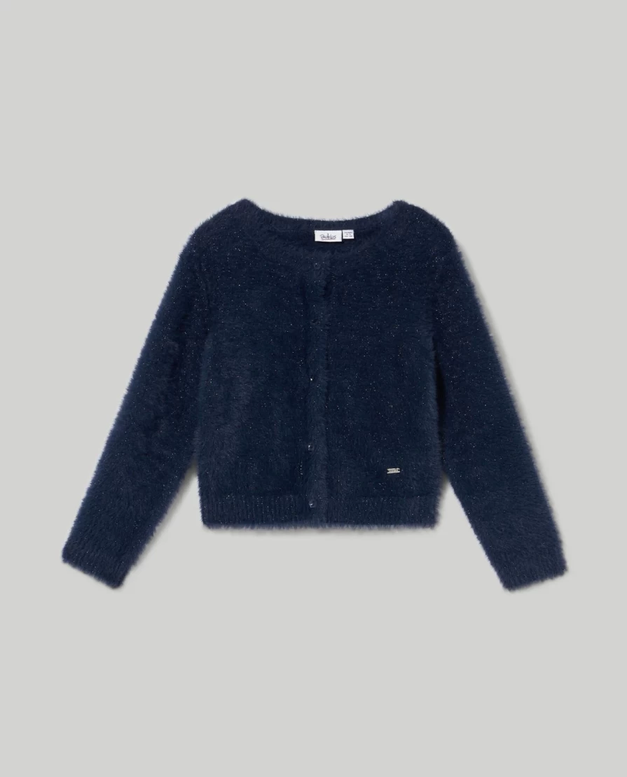 Blukids Girls Fur Effect Yarn Cardigan - Soft Kids Sweater for Children