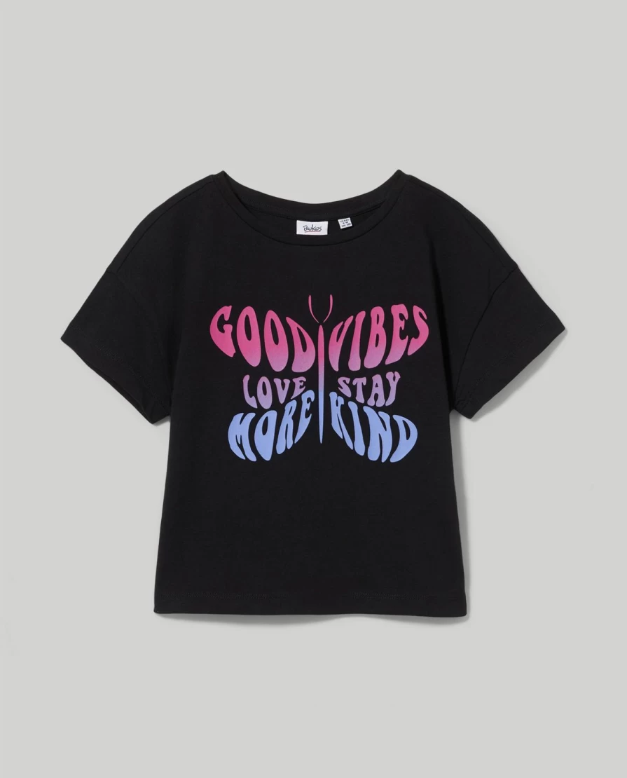 "Blukids Youth Pure Cotton Cropped T-Shirt for Girls"