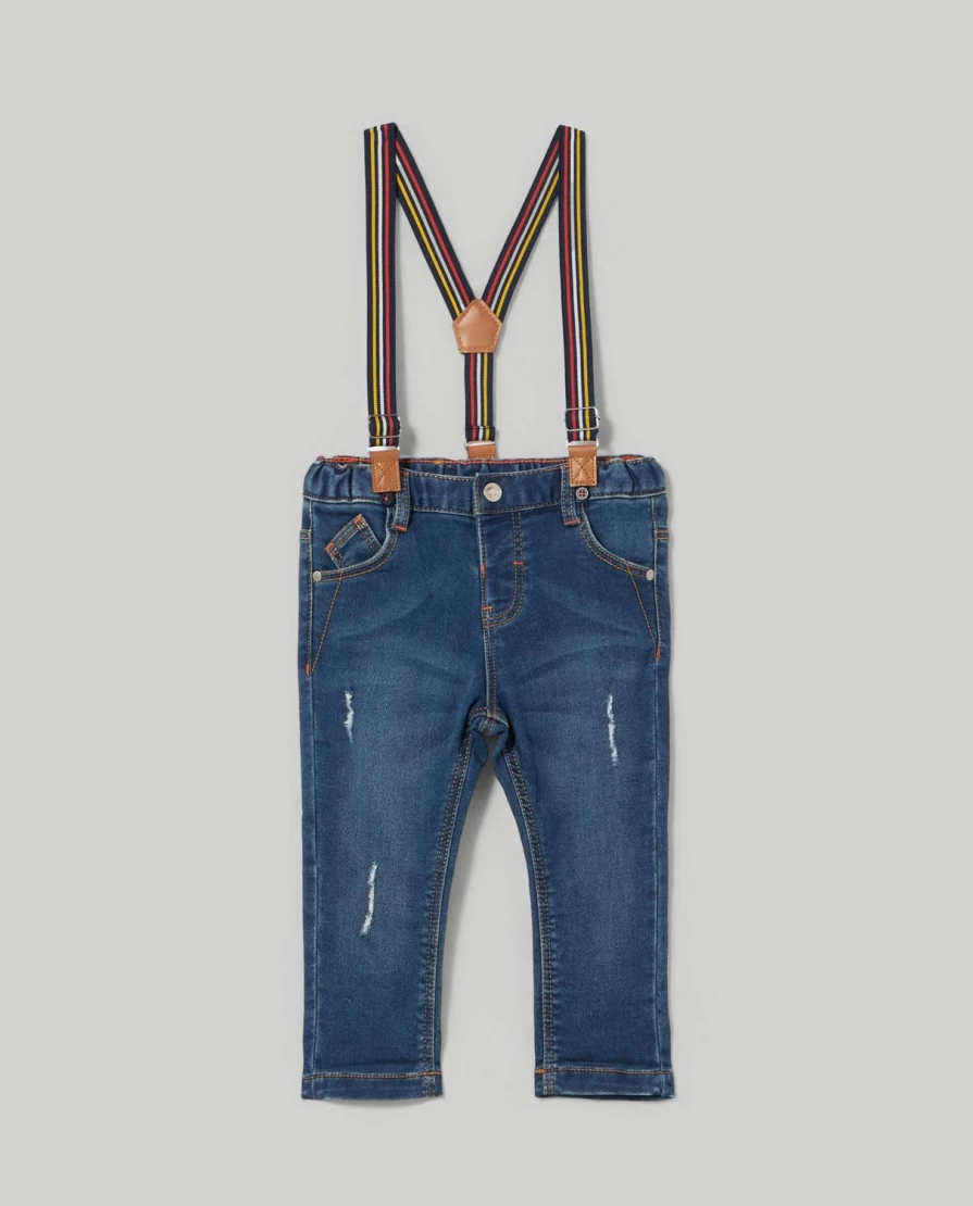 "Blukids Newborn Denim Overalls with Adjustable Suspenders – Soft Baby Jeans for 0-3 Months"