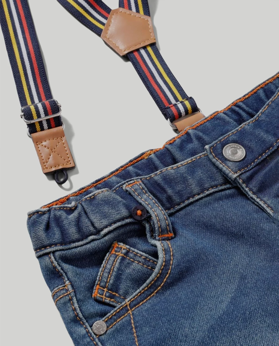 "Blukids Newborn Denim Overalls with Adjustable Suspenders – Soft Baby Jeans for 0-3 Months"