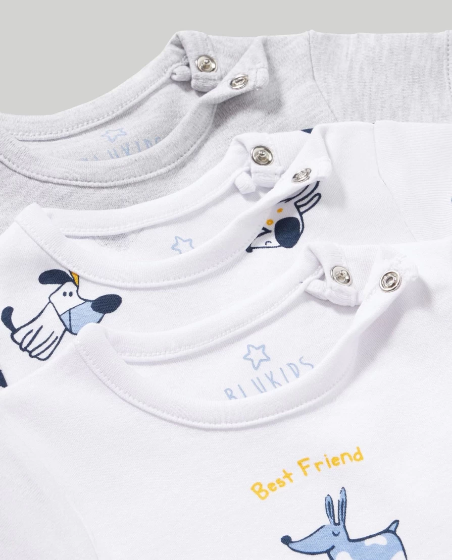 Blukids Newborn Baby Short Sleeve Bodysuits 3-Pack - Soft Cotton Onesies for Infants 0-3 Months