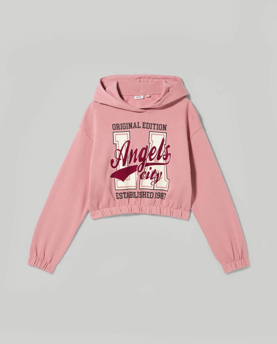 "Blukids Youth Pure Cotton Cropped Sweatshirt for Girls"