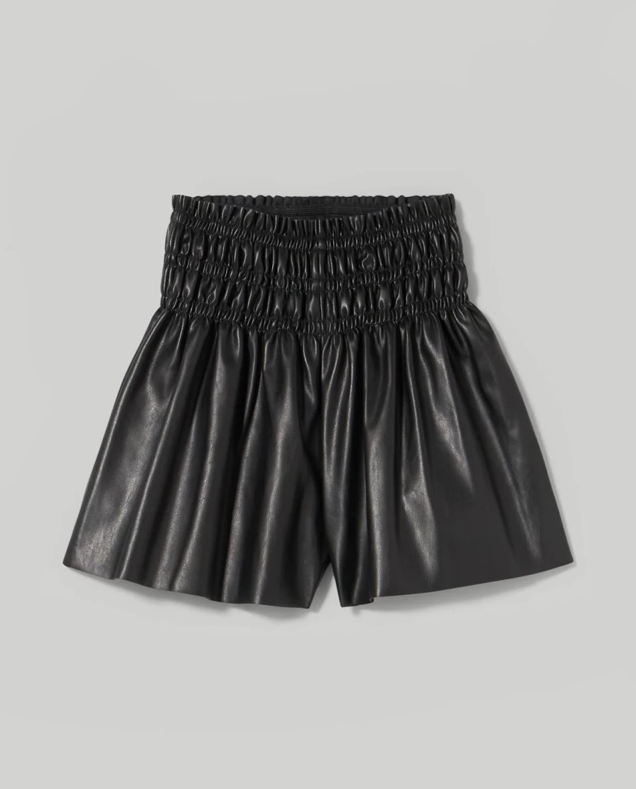 "Blukids Girls' Faux Leather Shorts – Stylish Kids' Fashion Shorts"